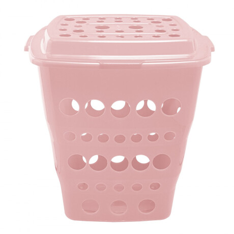 Cesto Canasto Ropa Calado Plástico con Tapa Paramount 55Lt Rosa