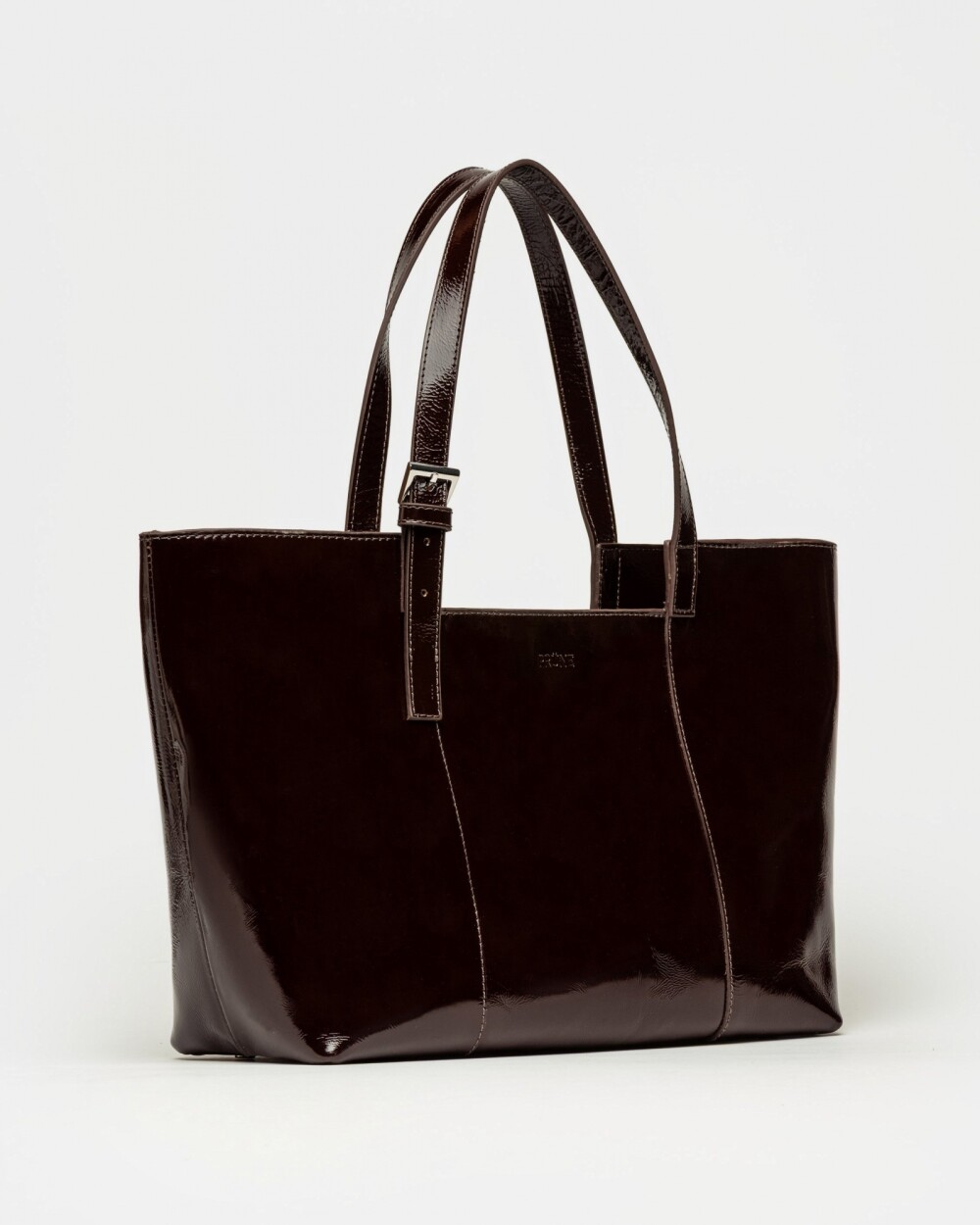 Bolso The Icon en cuero charol arrugado Red Tabaco