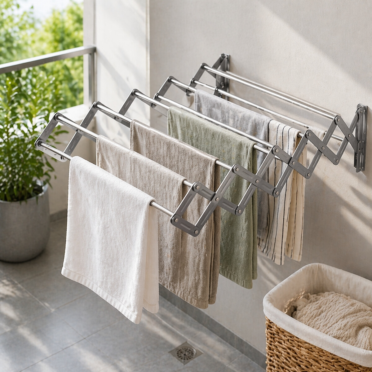 Tendedero plegable pared en aluminio 100 cm - GRIS 