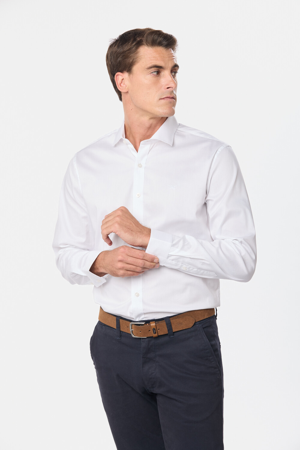 CAMISA DE VESTIR CON SPANDEX Blanco