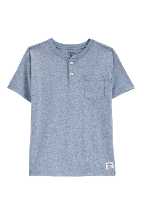 Remera henley de algodón, azul Sin color