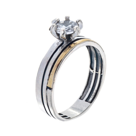 Anillo de plata 925, double en oro 18 kres y circonia. Anillo de plata 925, double en oro 18 kres y circonia.