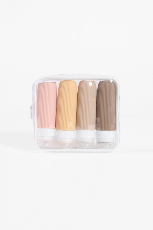 Set de frascos de silicona beige