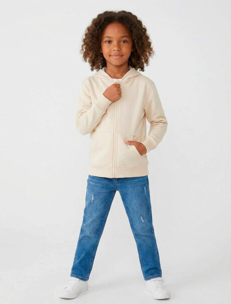 CAMPERA INFANTIL CON CAPUCHA BEIGE