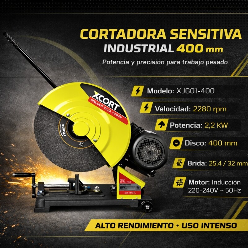 XCORT CORTADORA SENSITIVA INDUSTRIAL 400MM MOTOR INDUCCION 220-240V 2200W Xcort Cortadora Sensitiva Industrial 400mm Motor Induccion 220-240v 2200w