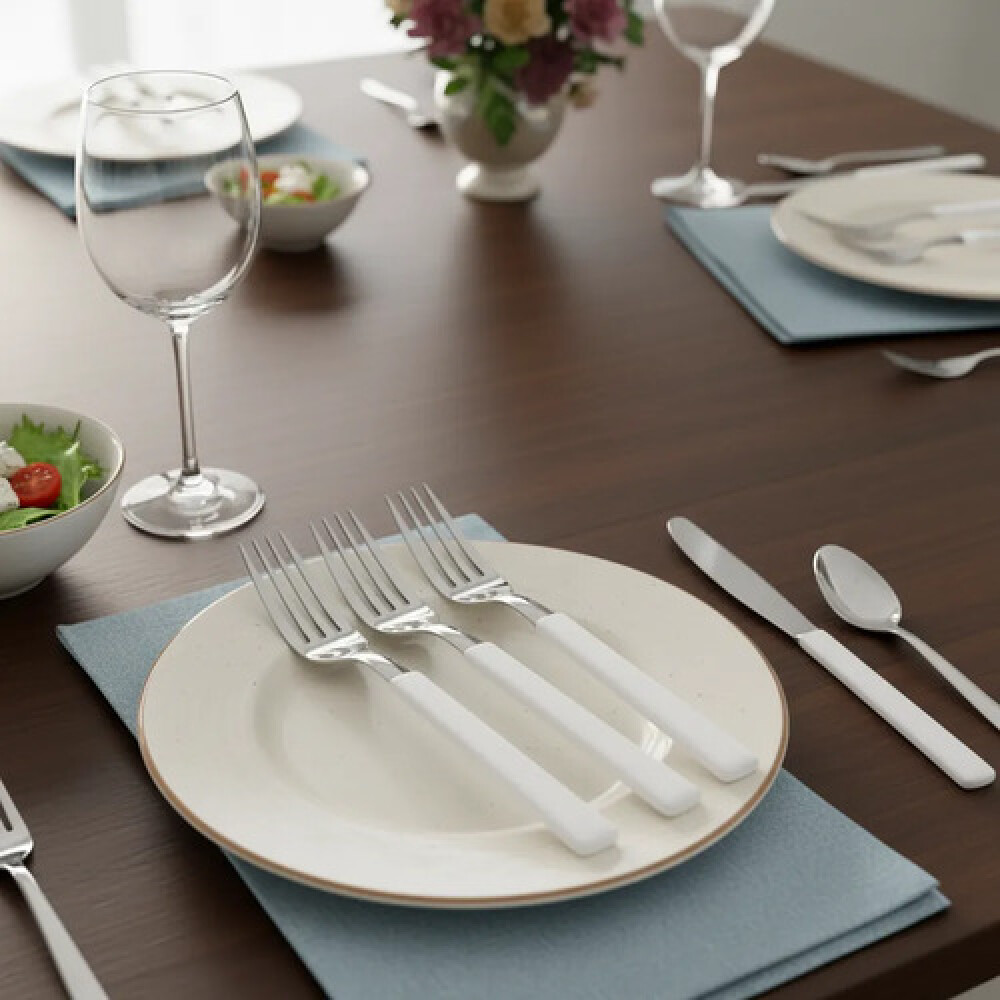 UNA Set 3 Tenedores M.Plastico Blanco 83310/6 UNA Set 3 Tenedores M.Plastico Blanco 83310/6