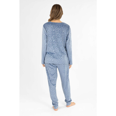Pijama leopard fleece velour Azul