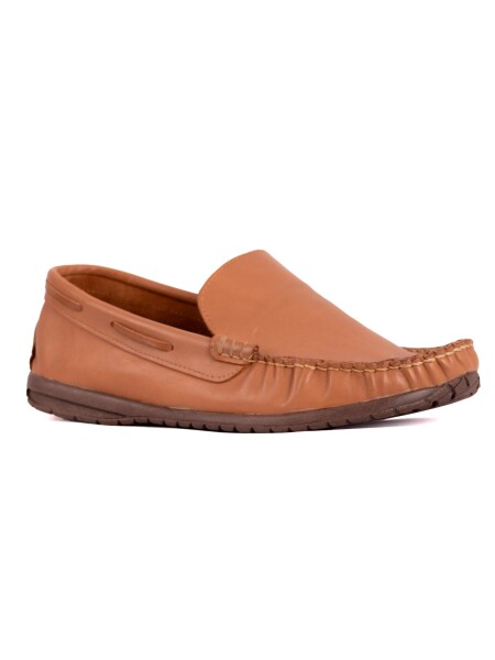mocasín 100% cuero Camel