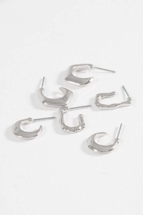 Set 3 aros texture plateado