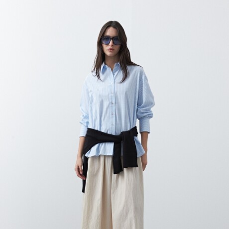 CAMISA DANAE STRIPE Blanco/Celeste