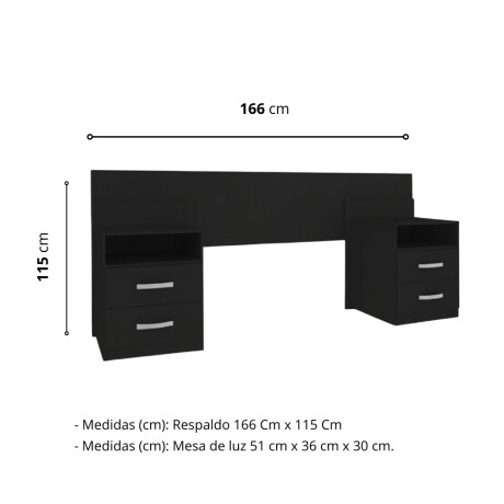 Respaldo con mesas de luz Negro