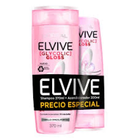 PACK ELVIVE GLICOLIC GLOSS SHAMPOO 370ml + ACONDICIONADOR 200ml PACK ELVIVE GLICOLIC GLOSS SHAMPOO 370ml + ACONDICIONADOR 200ml