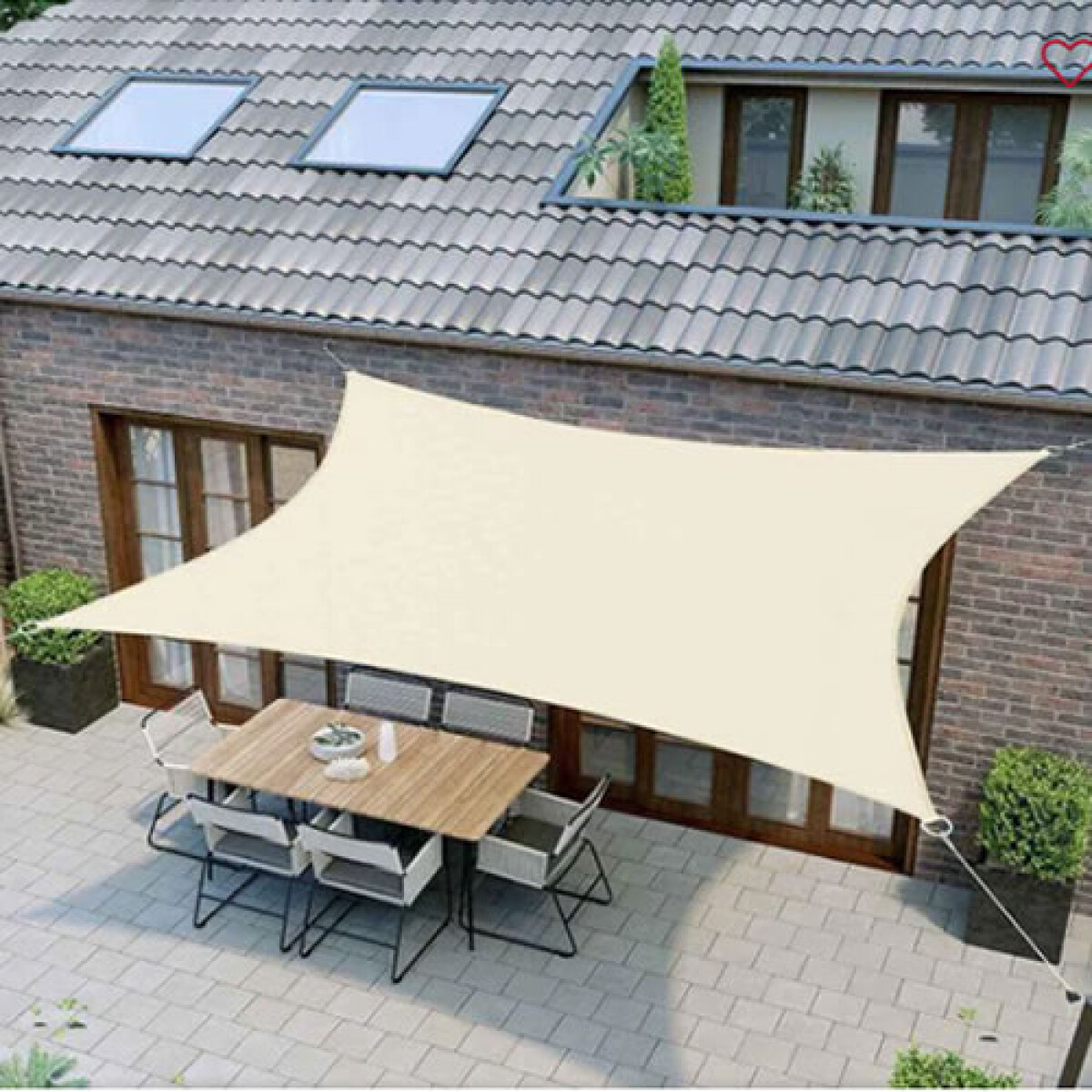 Toldo vela 6x3 metros sombra color CREMA 