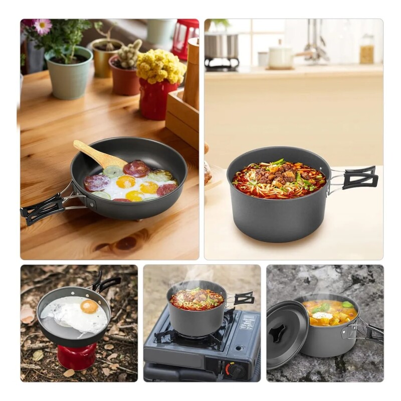 Kit De Ollas De Camping Para 3 Personas 11 Piezas Kit De Ollas De Camping Para 3 Personas 11 Piezas