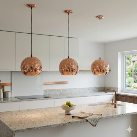 Colgante de aluminio símil cobre martillada E27 Colgante de aluminio símil cobre martillada E27