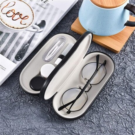 Estuche rigido para lentes de armazon y contacto Negro