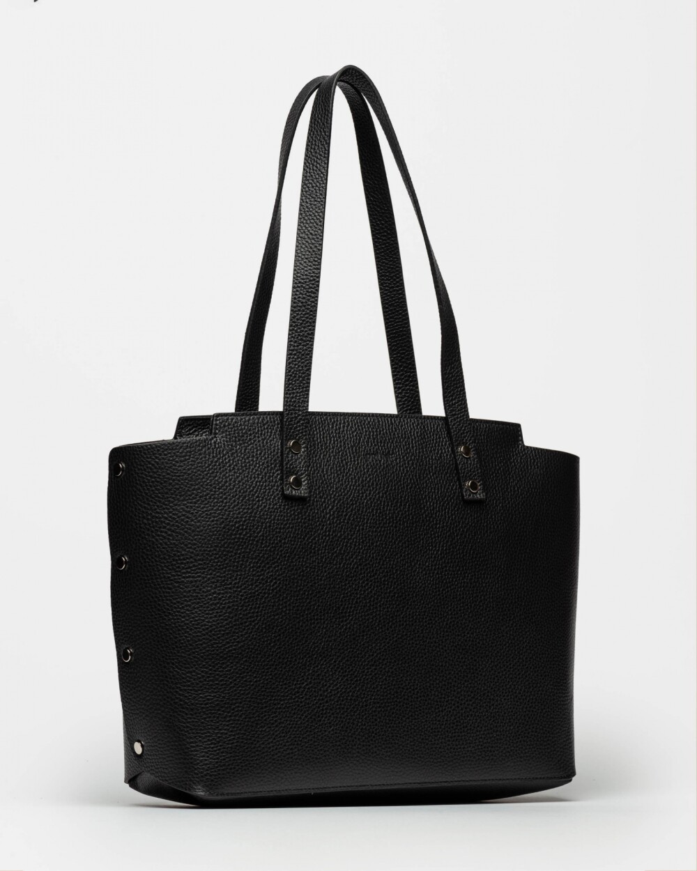 Shopper Menorca En Cuero Graneado Negro