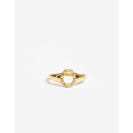 Anillo Herradura Bañado En Oro Con Cubic Zirconia Dorado