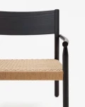 Butaca Yalia de madera maciza roble FSC 100% acabado negro y asiento de cuerda de papel