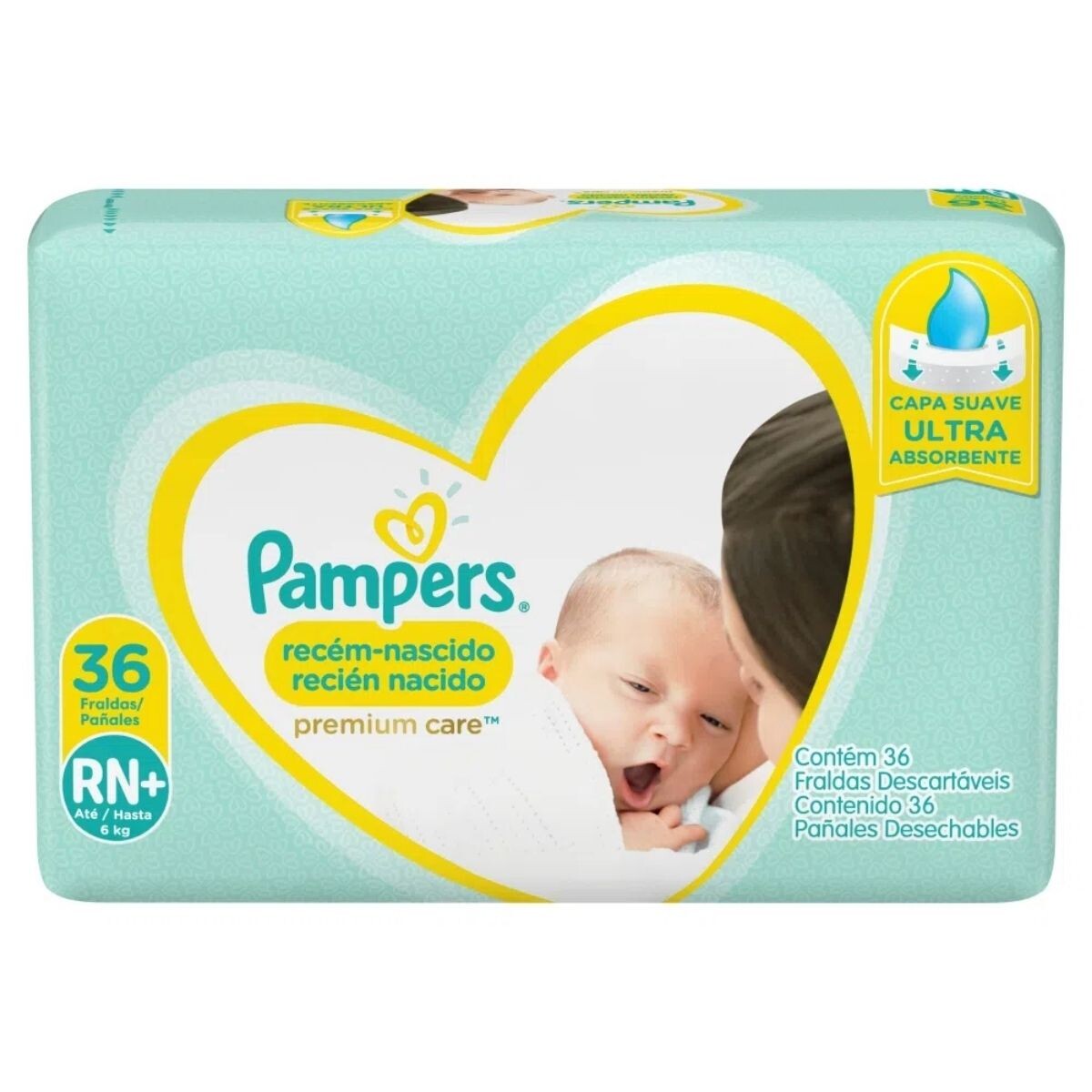 Pañales Pampers Premium Care RN+ X36 