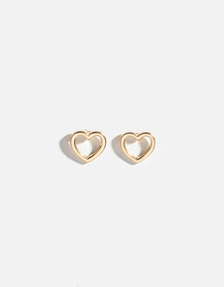 Aros Pasantes Metal Aros De Corazón - Dorado
