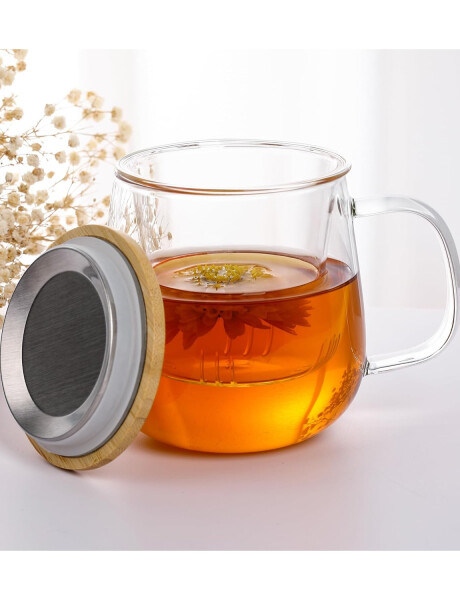 Taza para té con Infusor de vidrio y bambú 320ml Taza para té con Infusor de vidrio y bambú 320ml