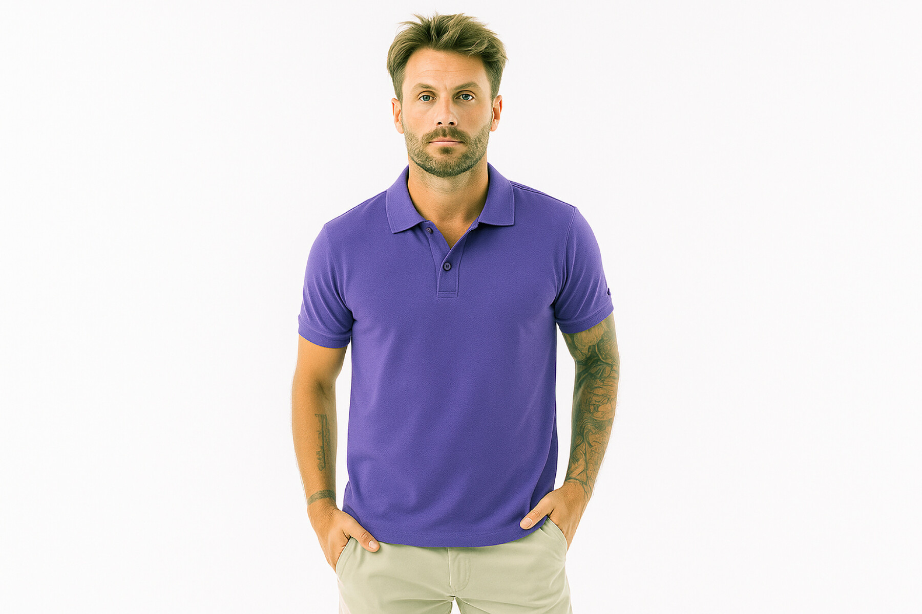 REMERA PIQUE CUELLO POLO 1801 - Lila 