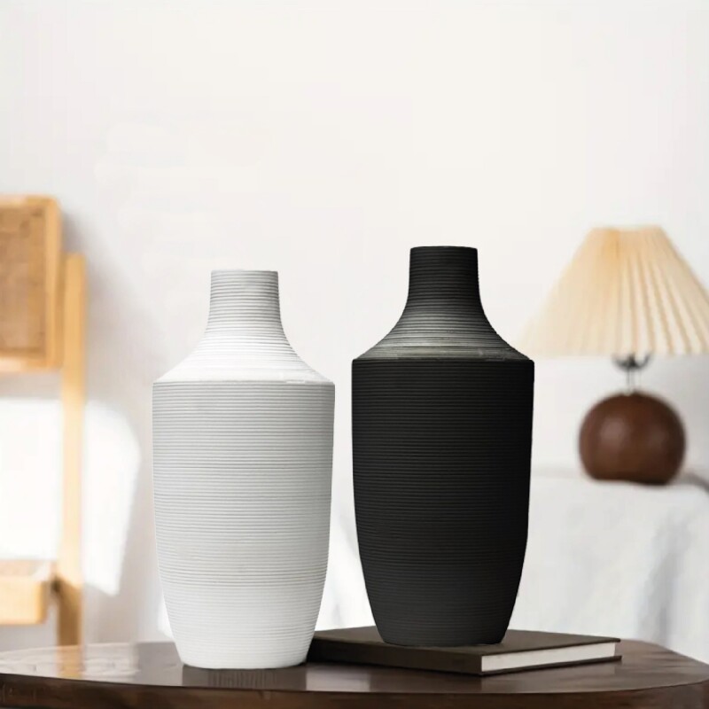 FLORERO CERAMICA D14x31CM BLANCO/NEGRO MATE FLORERO CERAMICA D14x31CM BLANCO/NEGRO MATE