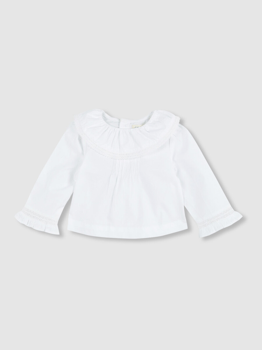 Blusa Tira Bordada En Volante Del Cuello Blanco