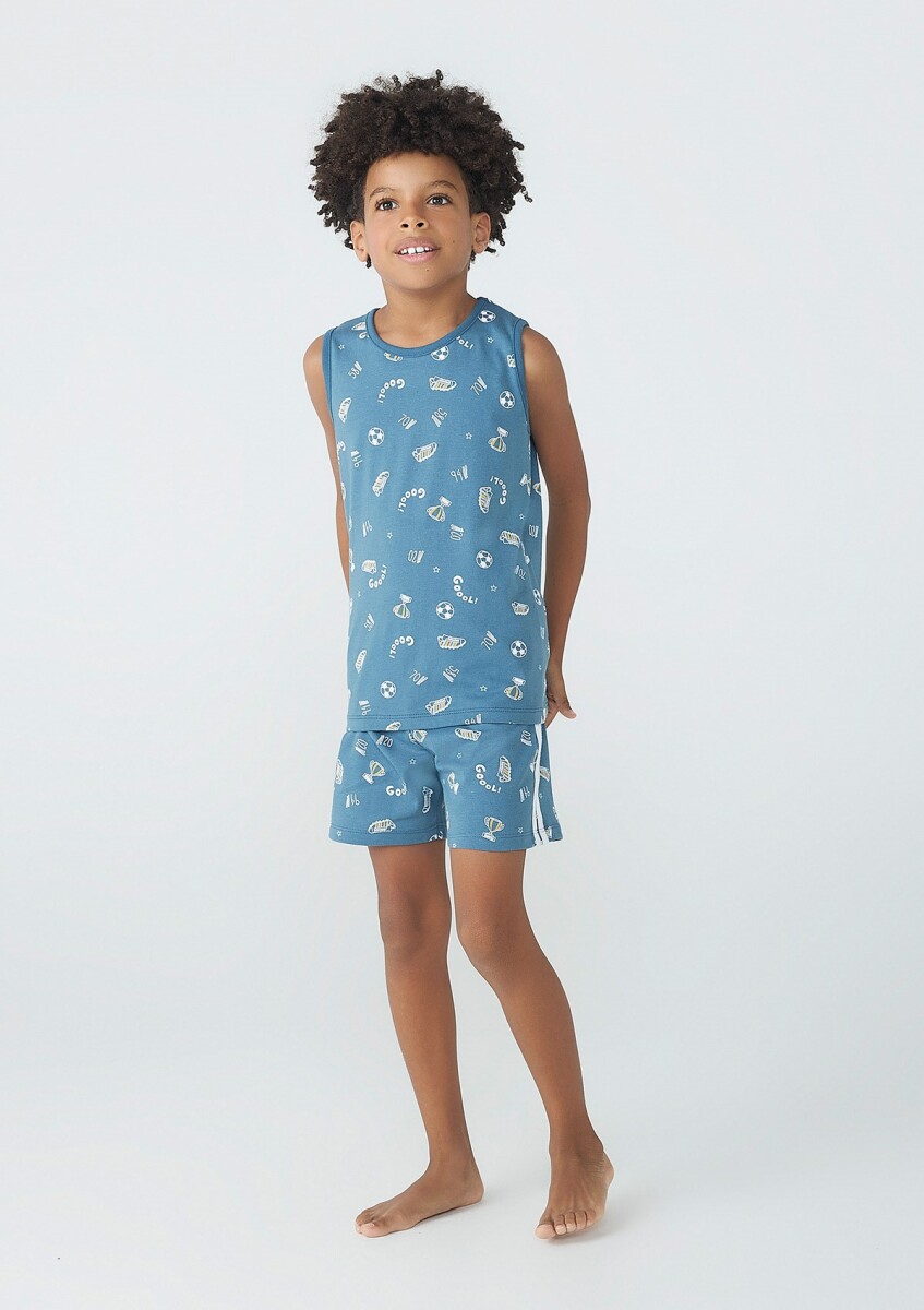 PIJAMA INFANTIL CON ESTAMPADO - AZUL 