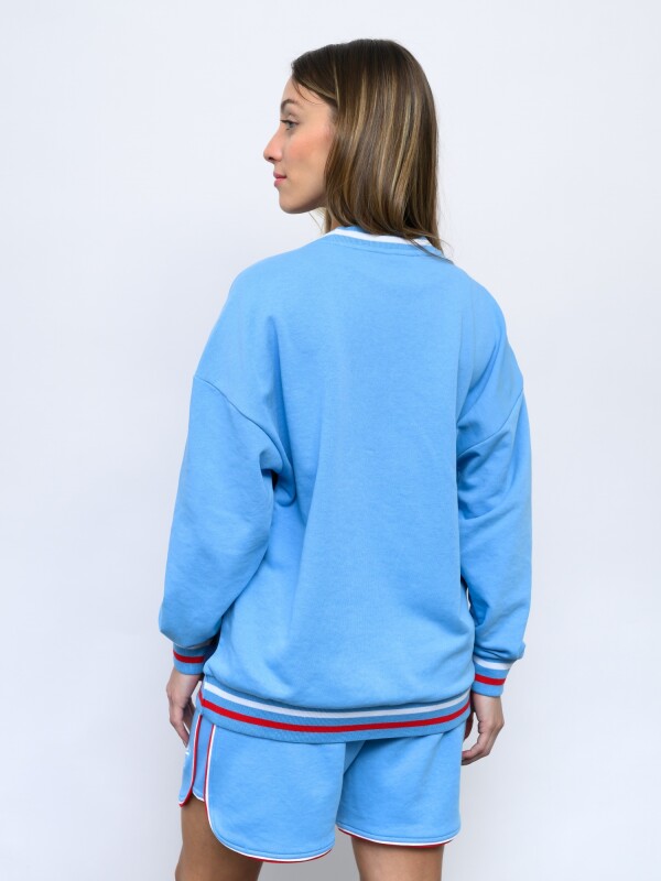 BUZO VENTURE Nacional Mujer Celeste, Azul Marino, Blanco