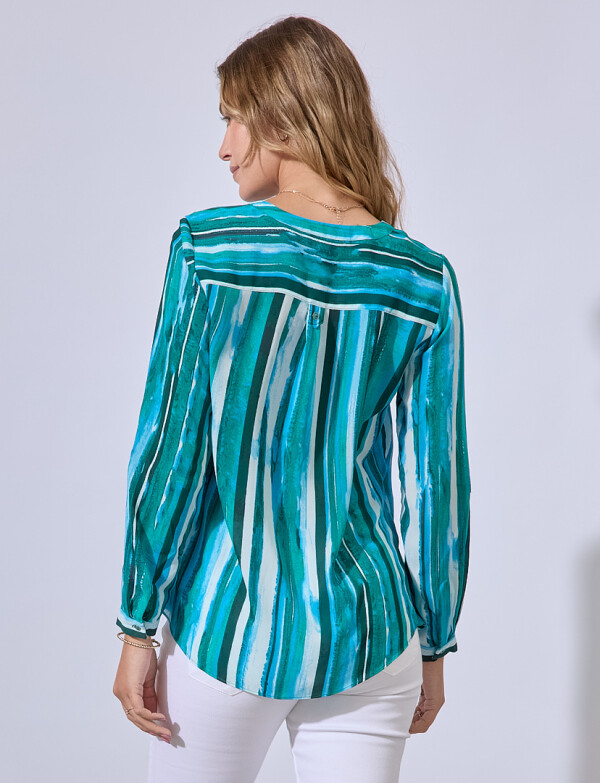 Blusa Botones Printed VERDE/MULTI