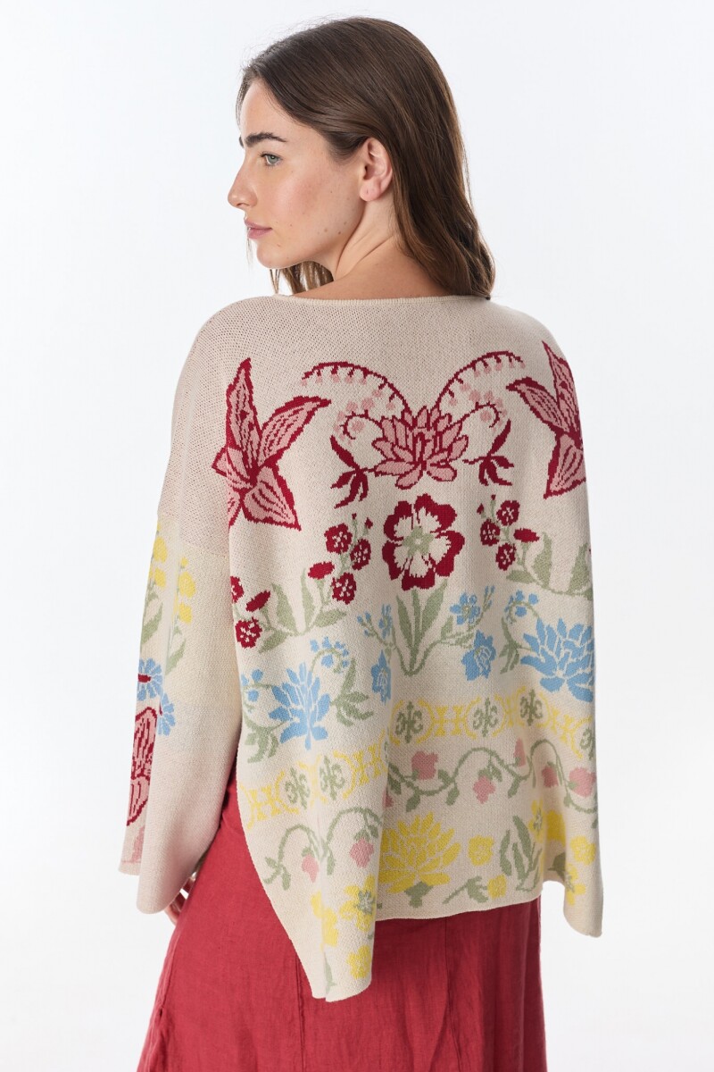 Sweater Fancy Jacquard Estampa Flores