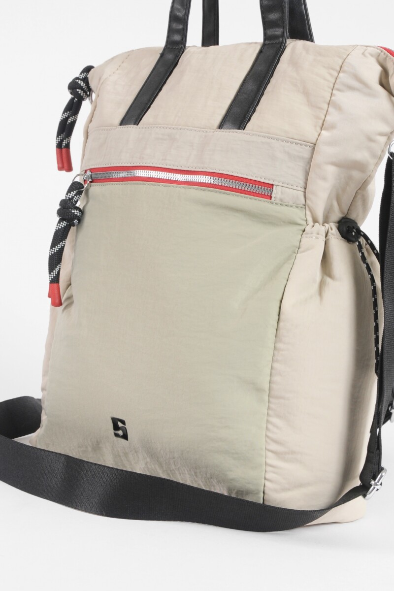 Mochila shopper bolsillos beige