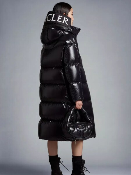 Moncler -Chaqueta larga con capucha integrada, HUPPELONG Negro