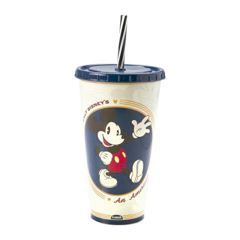 Vaso Plástico con Pajita Mickey 700 ml U