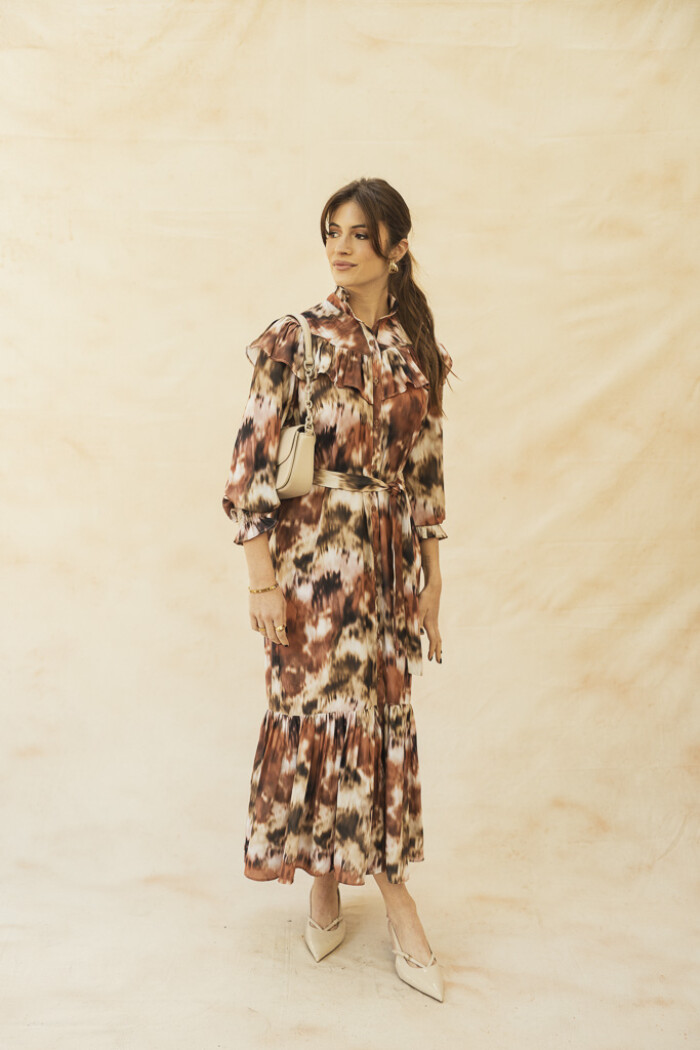 CAMISERO MARIE MAXI BROWNISH-GREEN BATIK CAMISERO MARIE MAXI BROWNISH-GREEN BATIK