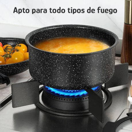 Set de Batería de Cocina 5 Piezas Mango Extraíble Cerámica Negro
