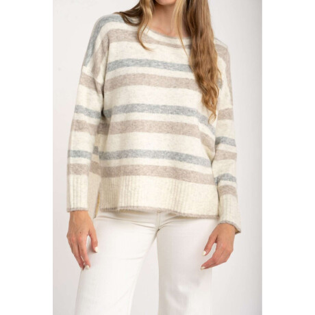 Sweater Rayado Gris Melange