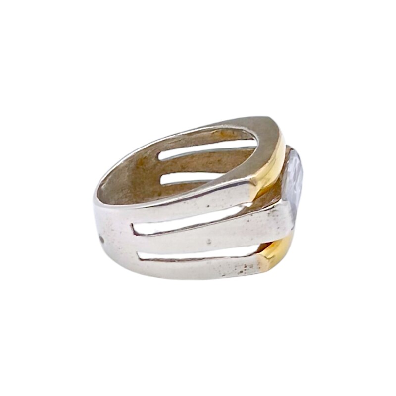 Anillo Mesa-Plata y Oro-Piedra Zirconia-AN5003 conpiedra