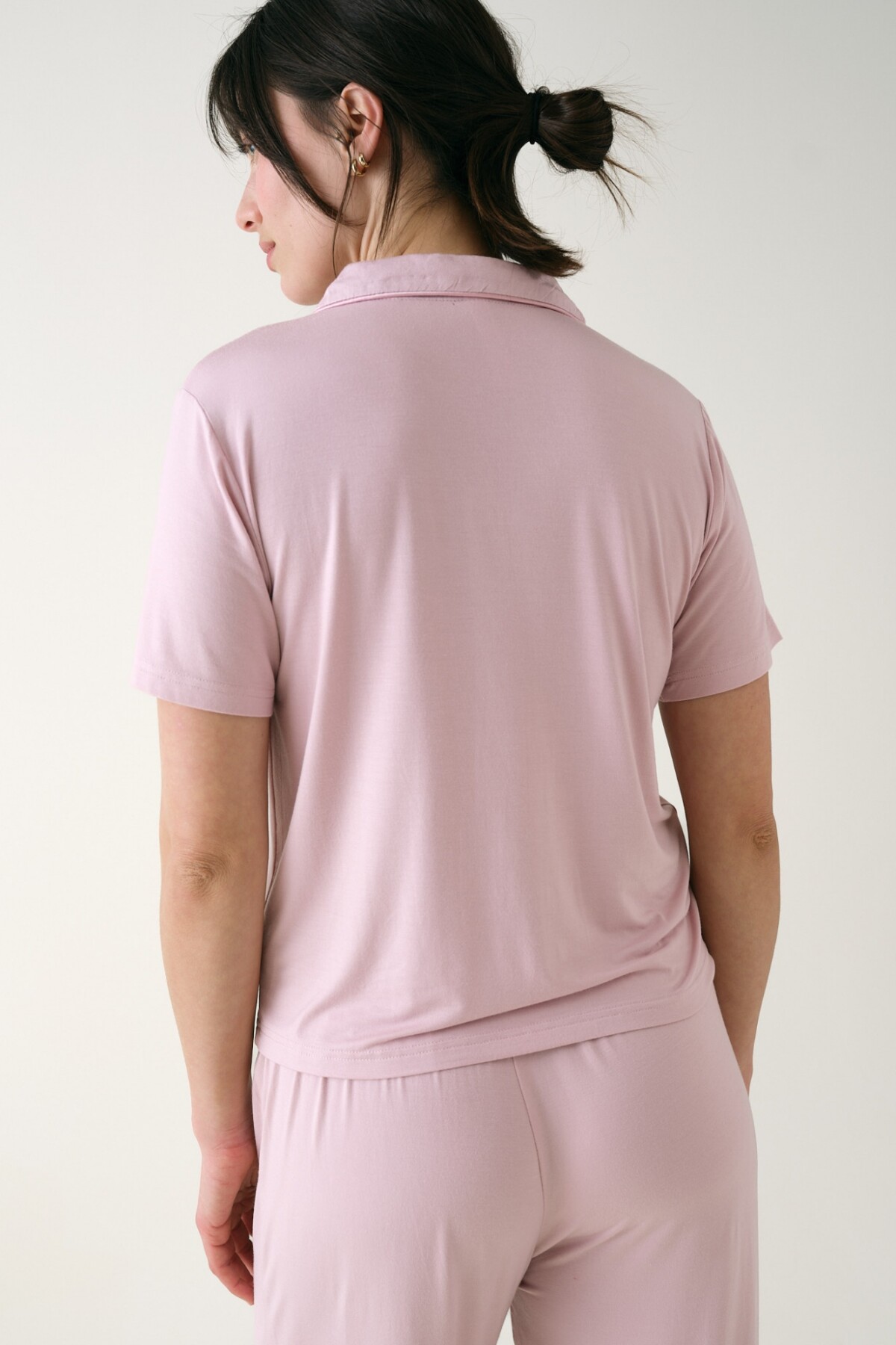 Camisa Manga Corta Viscosa Rosa Cuarzo