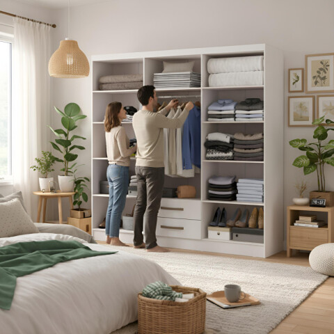 Armario Ropero Placard de 6 Puertas Línea Plus con 2 Cajones y Perchero Horizontal - MDP - Blanco Armario Ropero Placard de 6 Puertas Línea Plus con 2 Cajones y Perchero Horizontal - MDP - Blanco