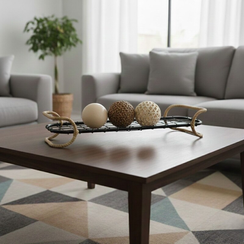 BANDEJA METAL NEGRO C/MANIJA 49.5X16CM Unica