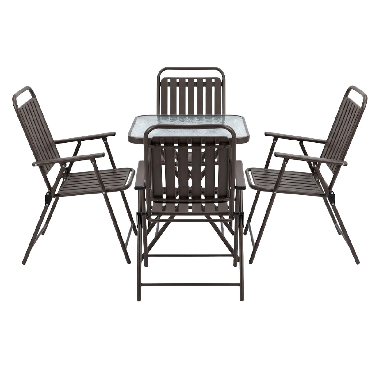 JGO JARDIN C/MESA CUAD VIDRIO MARRON 5PZAS 