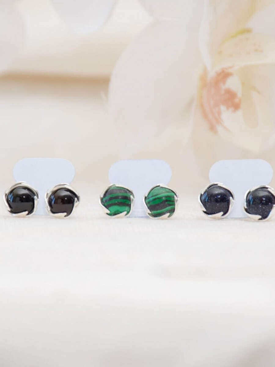 Caravanas enchapado en plata piedra natural - Verde 
