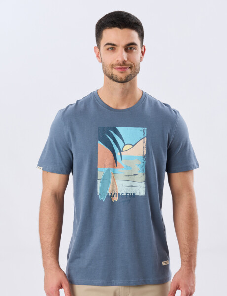 REMERA ESTAMPADA DE ALGODÓN Piedra