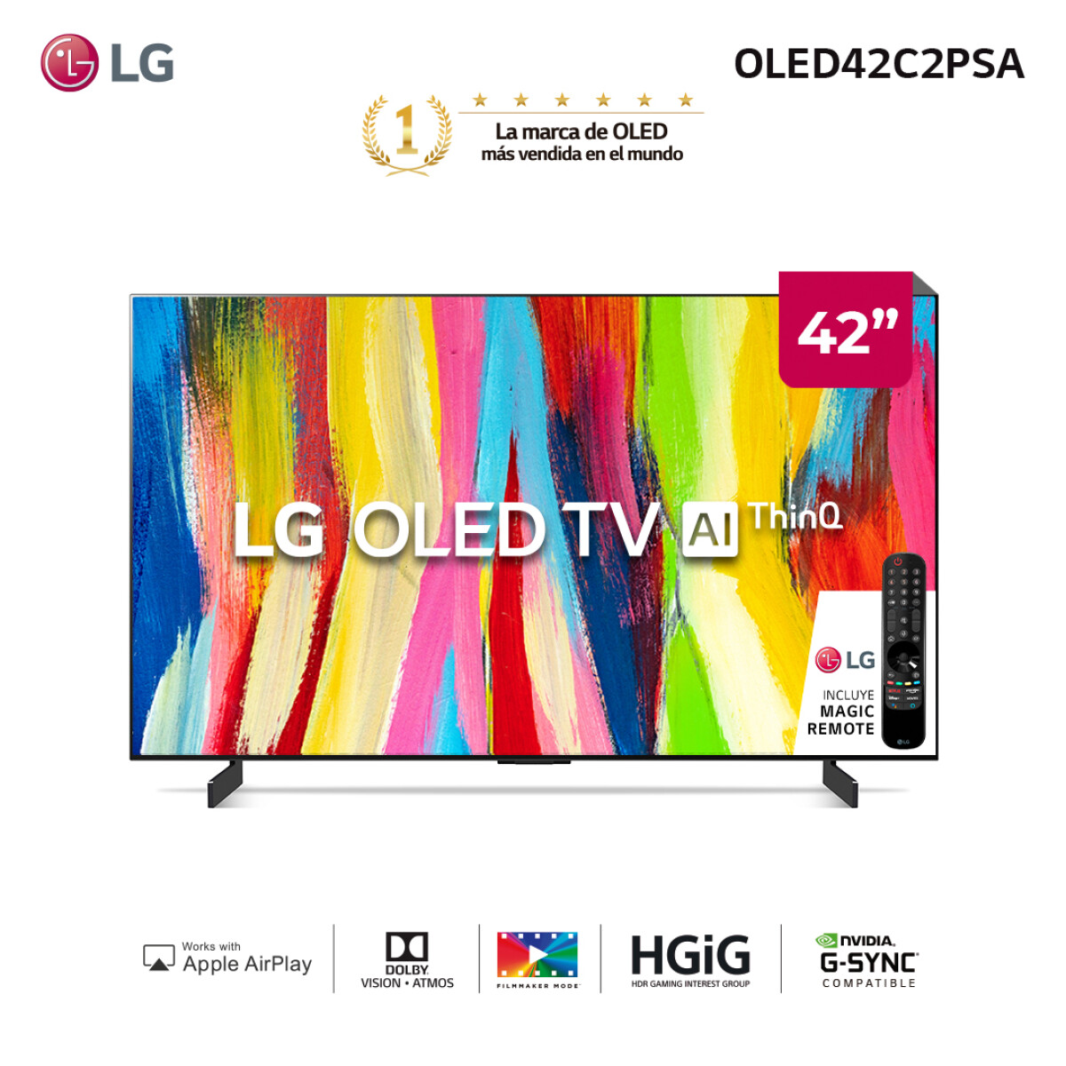 LG OLED 4K 42" OLED42C2PSA AI Smart TV 