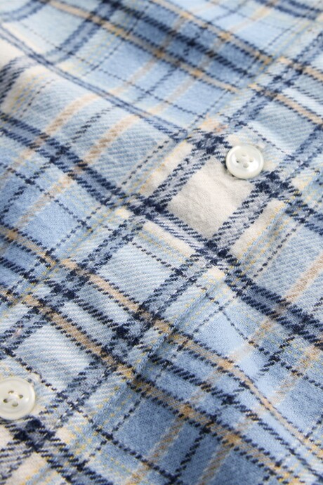 Camisa Flannel Hombre Light Blue Plaid