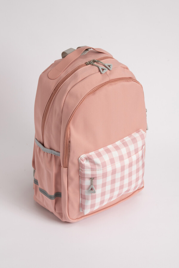 Mochila bolsillo cuadrille Rosada