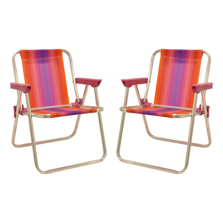 Set X2 Sillas Playa Plegables Infantiles Aluminio Alta Mor Coral/violeta